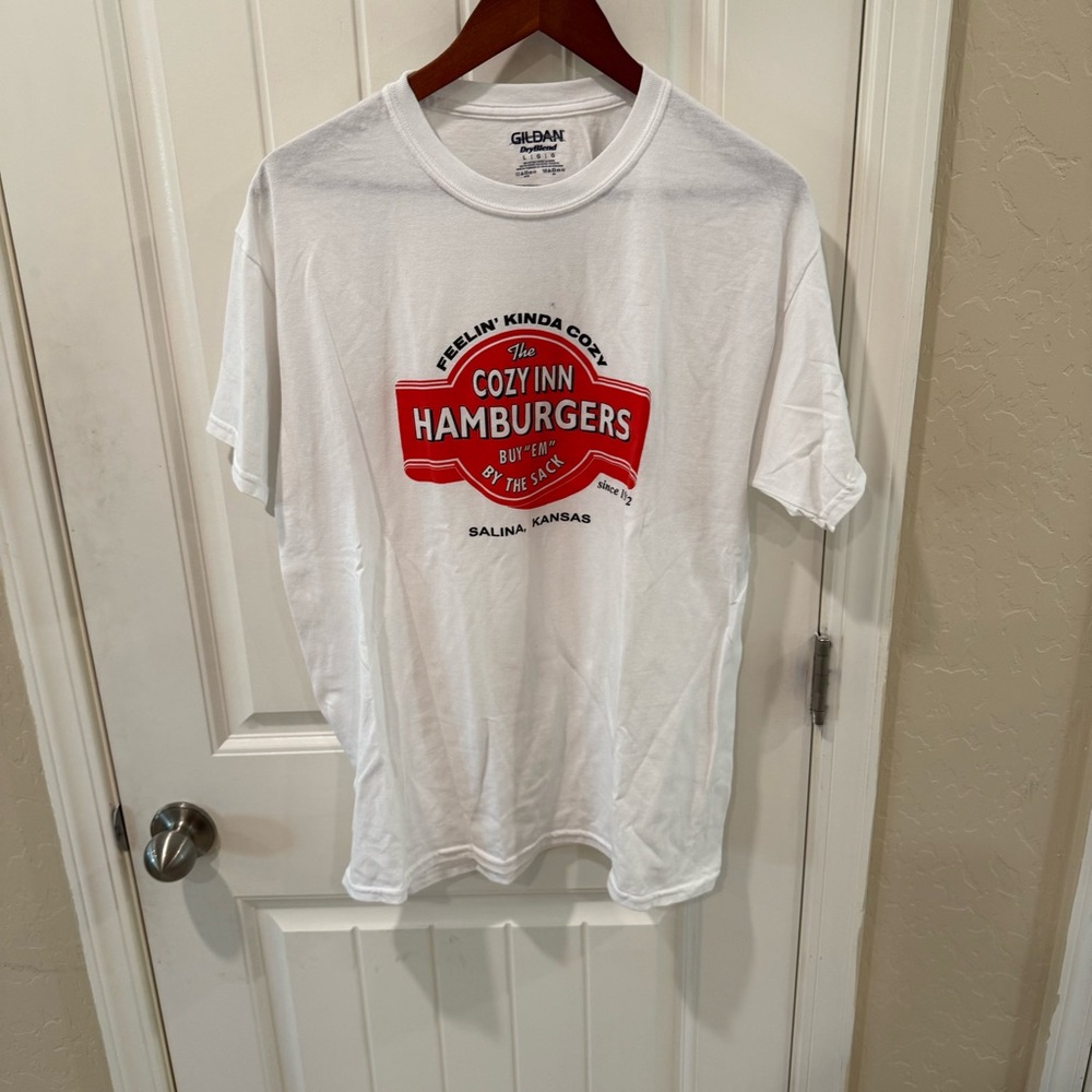 Cozy Inn Hamburgers Salina Kansas T-Shirt Gildan Large White Graphic Tee